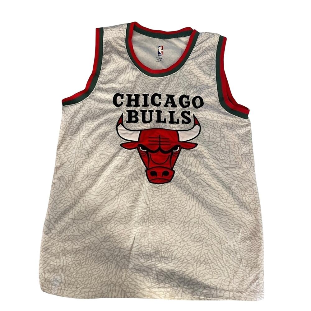 NBA Chicago Bulls Basketball Jersey Tank Top Shirt Mens S White Allover Print